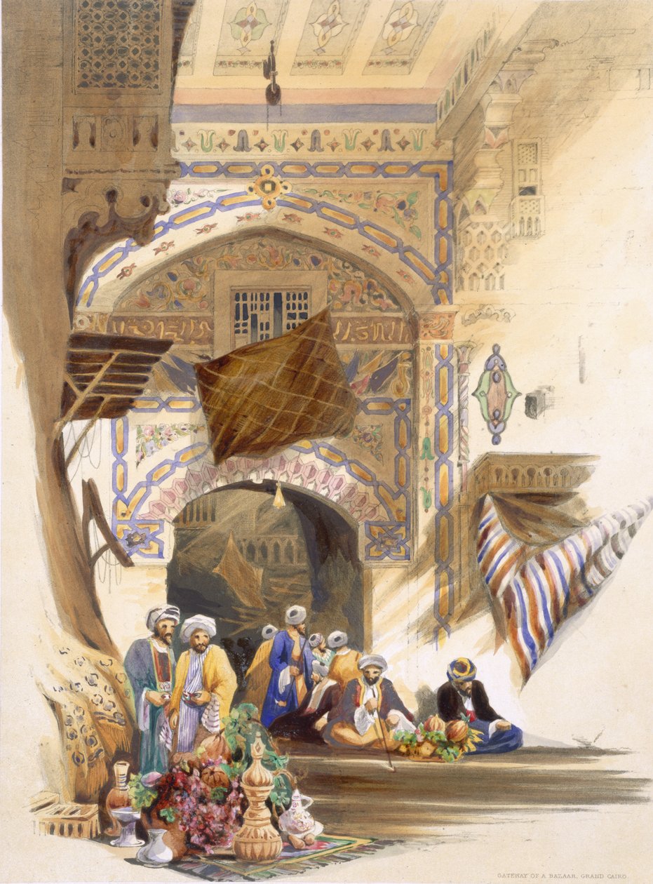 Tor eines Basars, Groß-Kairo, veröffentlicht 1846 von A. Margaretta Burr