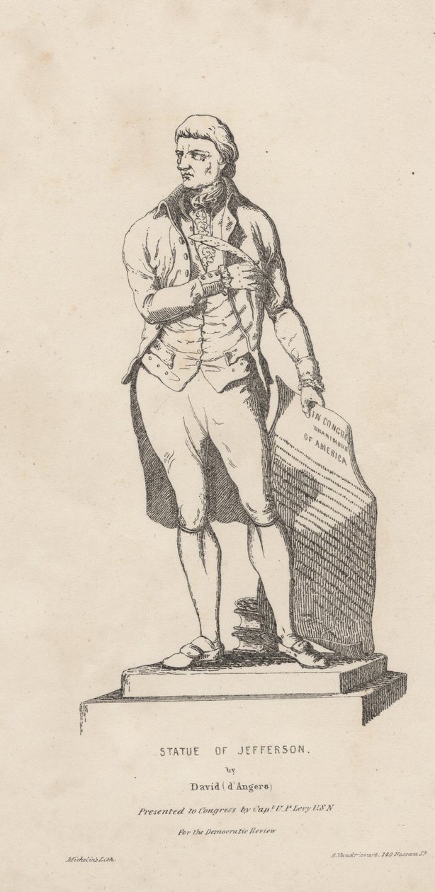 Statue von Jefferson, Lithographie von David Michelin, 1840 von A. de Vaudricourt