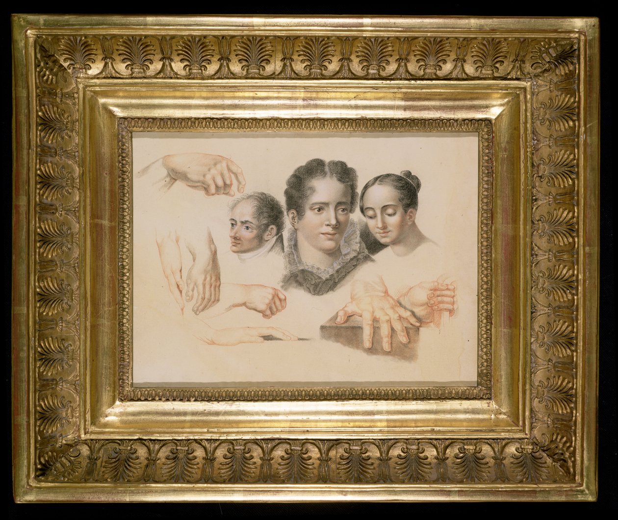Studien von weiblichen und männlichen Köpfen und Händen, 1815 von Abraham Constantin