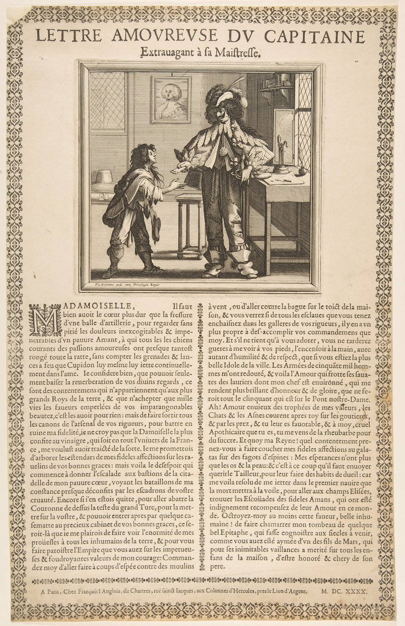 Liebesbrief des Kapitäns, ca. 1636 von Abraham Bosse