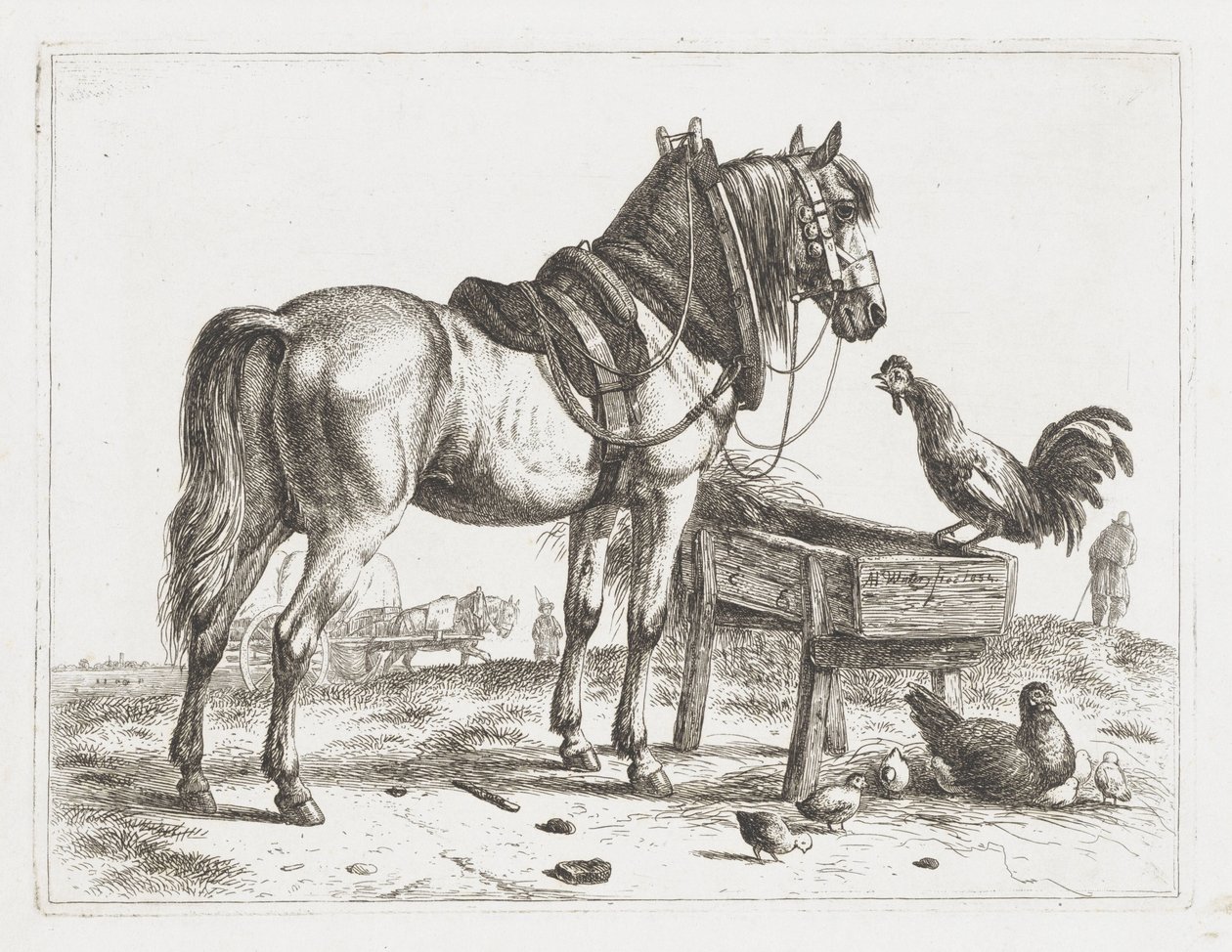 Pferd bei einer Futterkrippe von Abraham Hendrik Winter