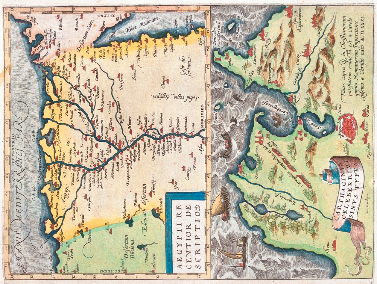 Nordost-Ägypten, Tunis, Ägypten, Tunesien von Abraham Ortelius