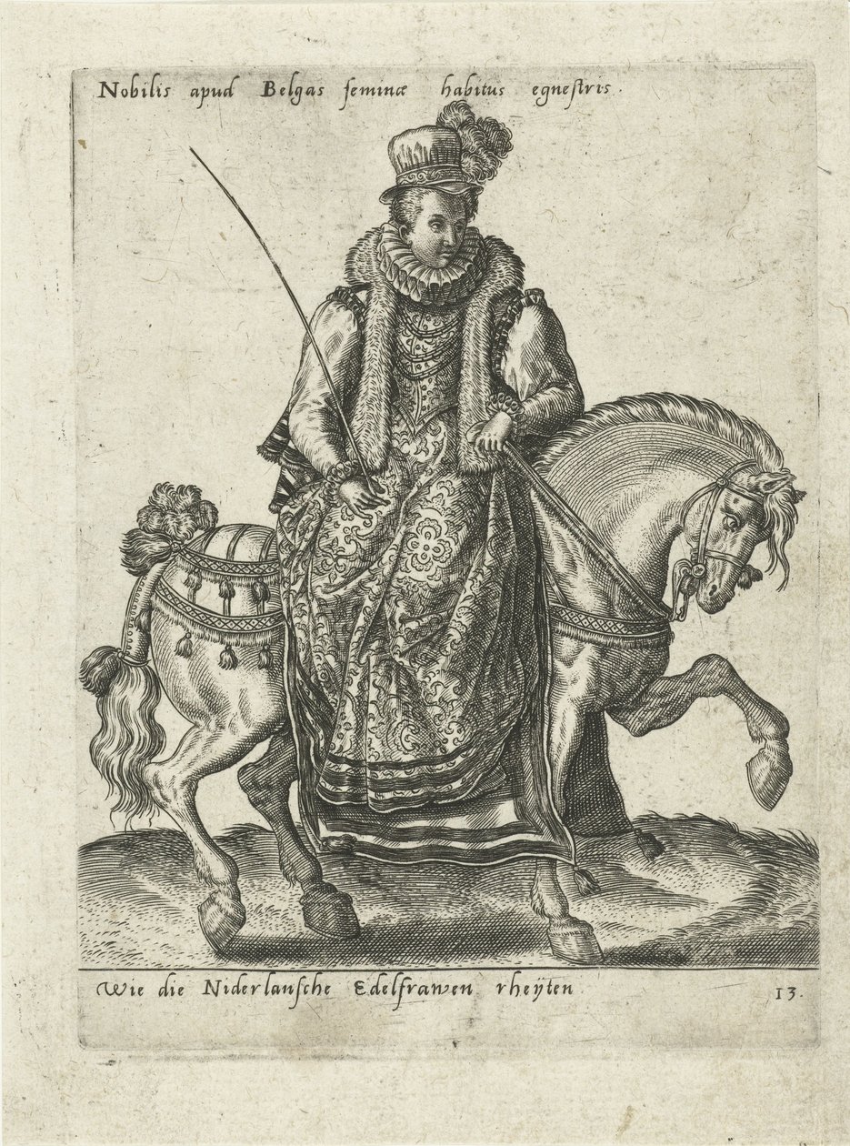 Niederländische Edelfrau zu Pferd von Abraham de Bruyn (attributed to)