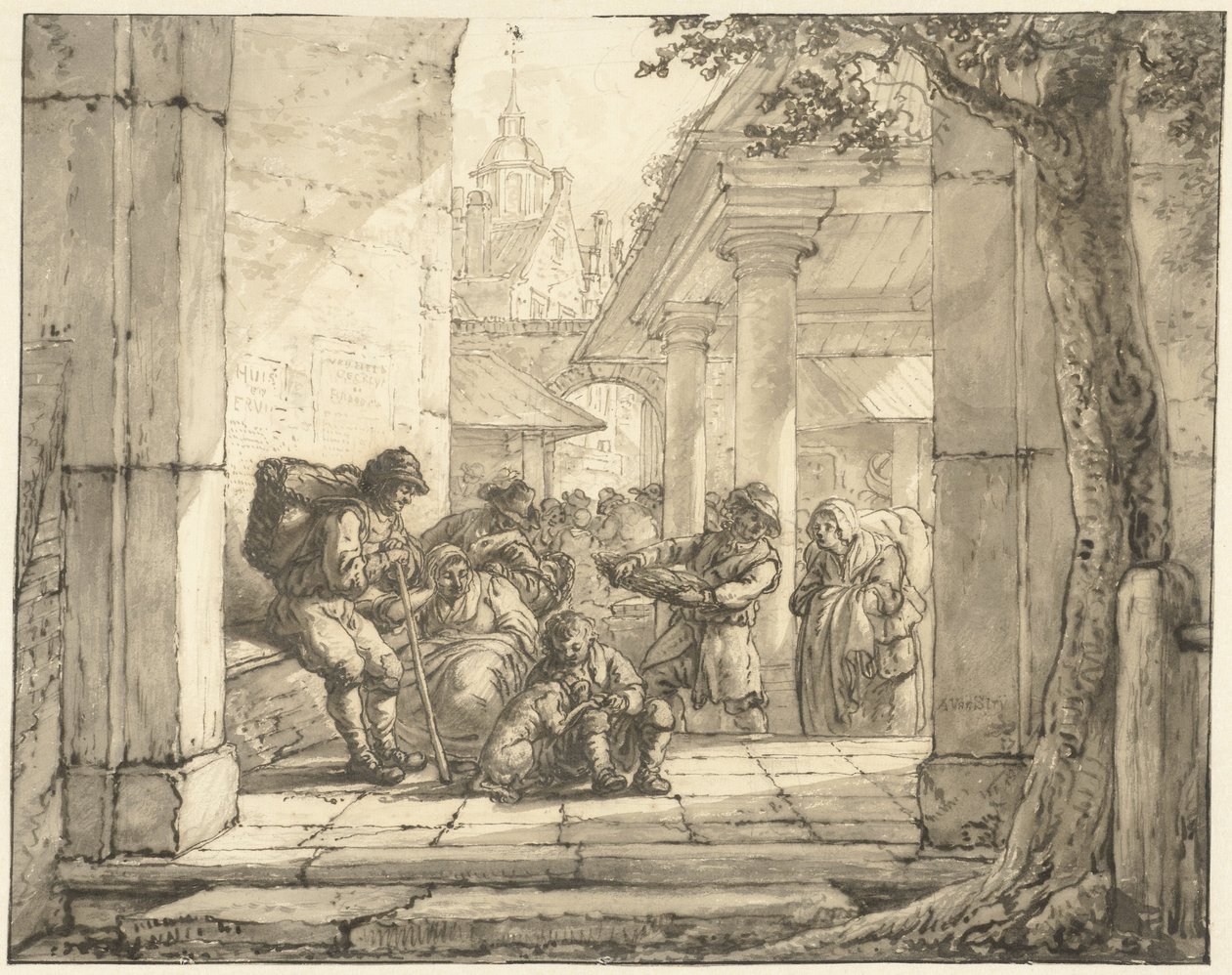 Markt in einer Stadt von Abraham van Strij (I)