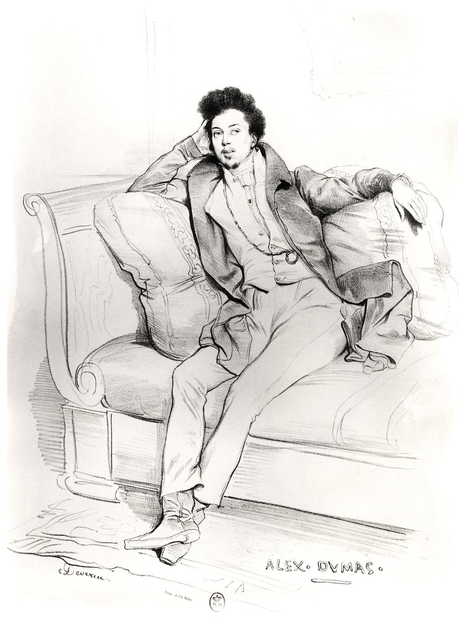Alexandre Dumas Père (1803-70), graviert von Charles Etienne Pierre Motte (1785-1836) von Achille Devéria
