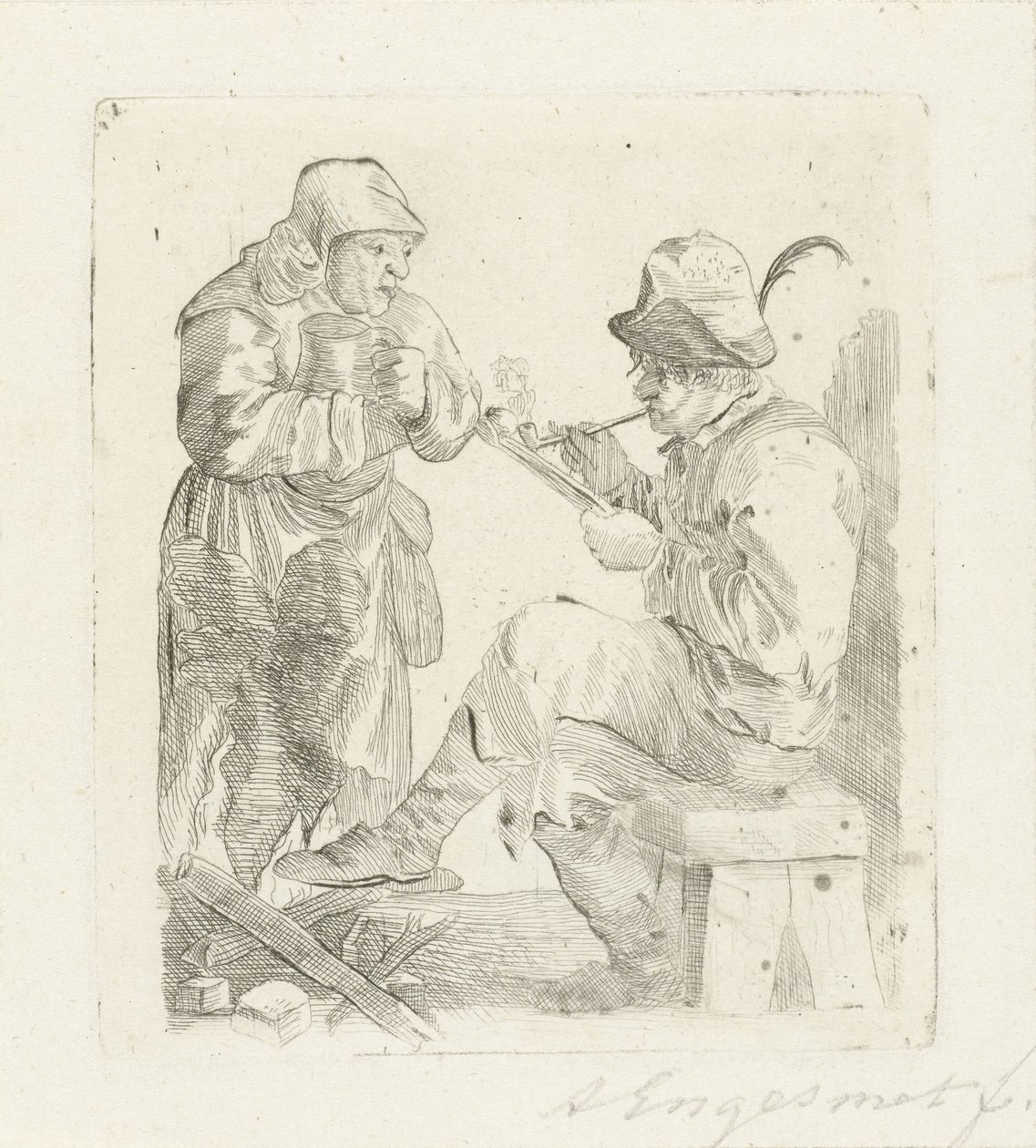 Rauchender Mann von Adalbertus Engelsmet (signed by artist)