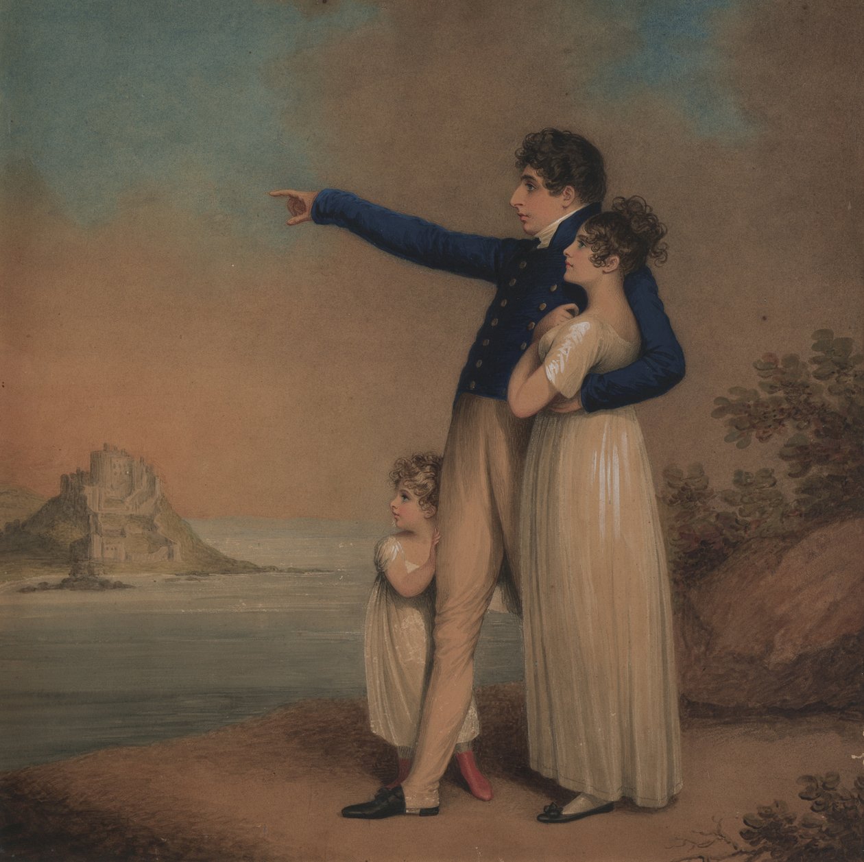 Robert Southey und seine Töchter, 1824 von Adam Buck