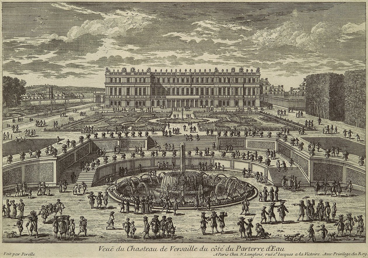 Ansicht von Versailles, Gartenfassade, 1680er Jahre von Adam Perelle