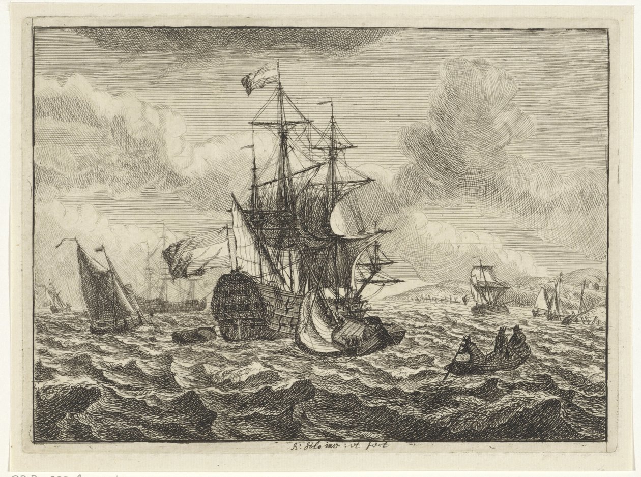 Meeresansichten mit Schiffen und Ruderboot von Adam Silo