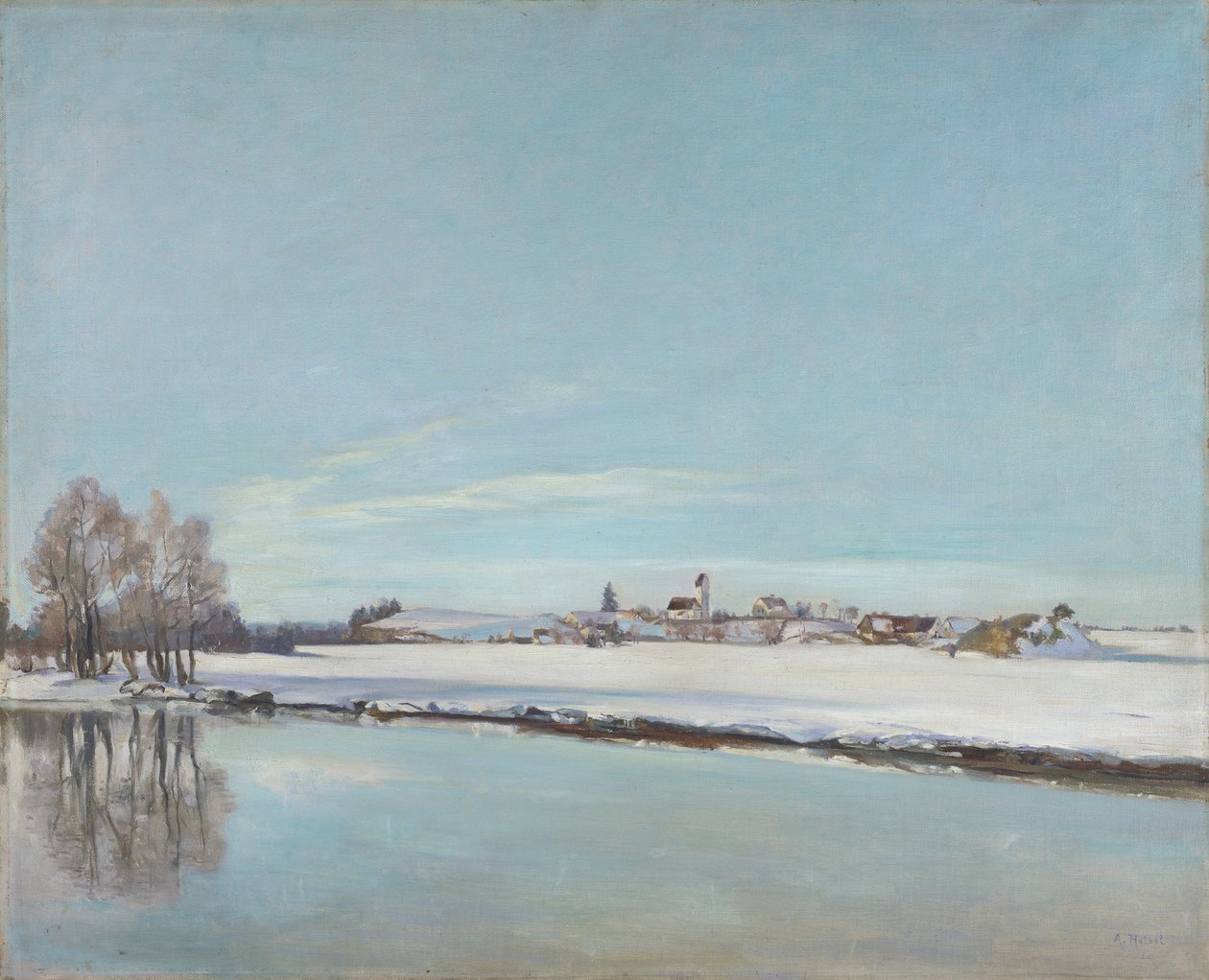 Winterlandschaft (Landschaft in Dachau) von Adolf Holzel