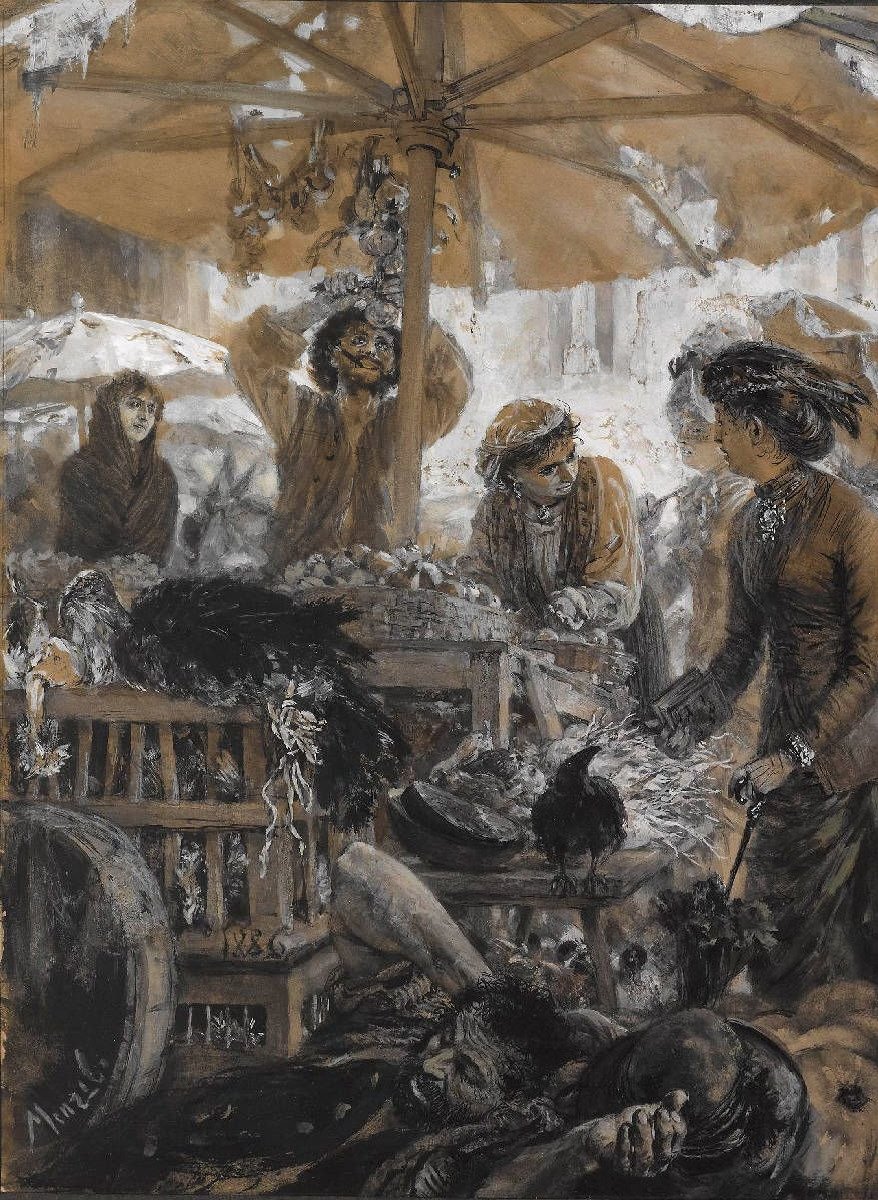 Marktszene in Verona von Adolph Menzel