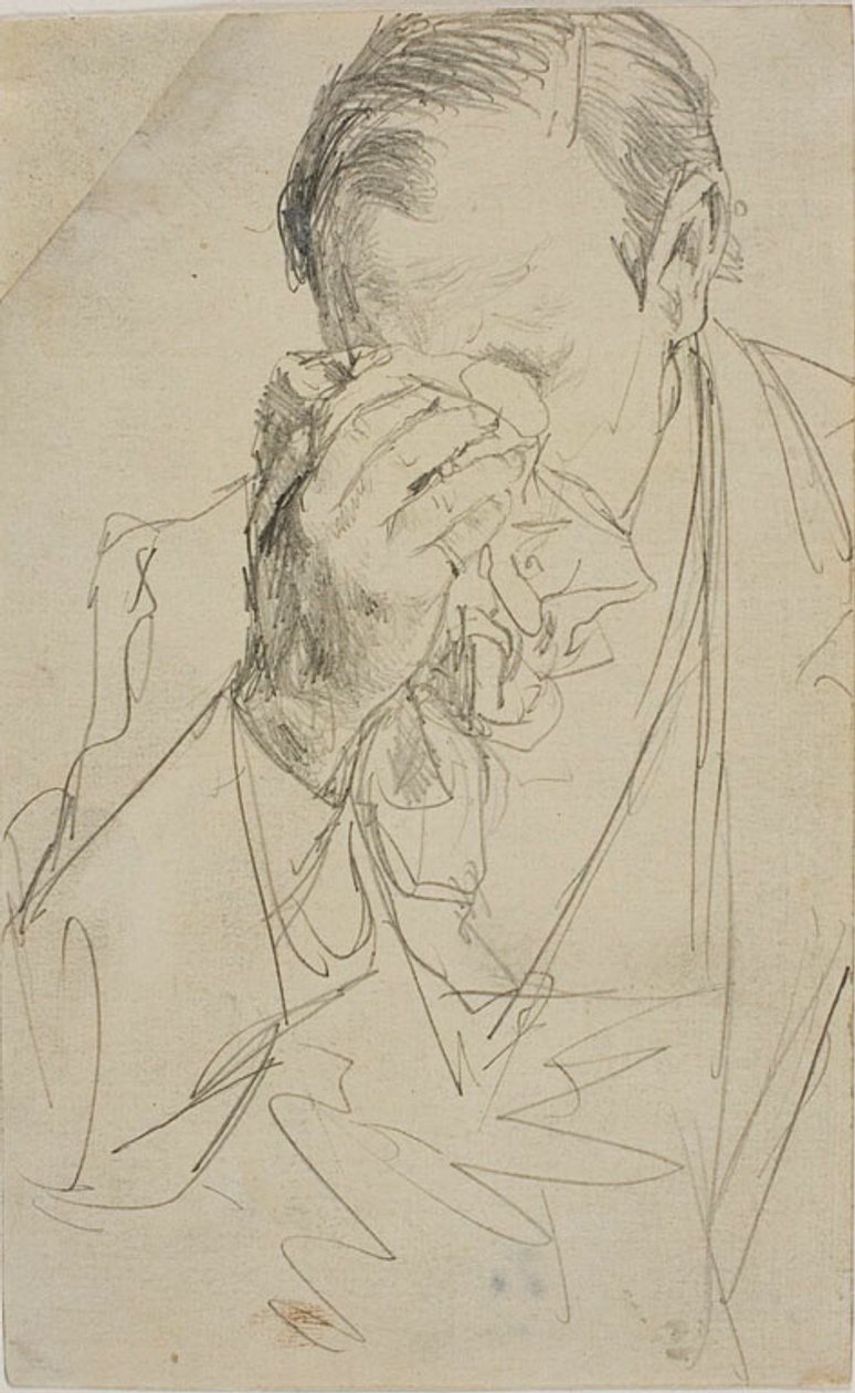 Weinender Mann von Adolph Friedrich Erdmann von Menzel