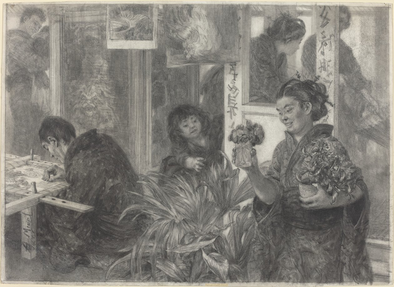 Japanischer Künstler bei der Arbeit von Adolph Menzel