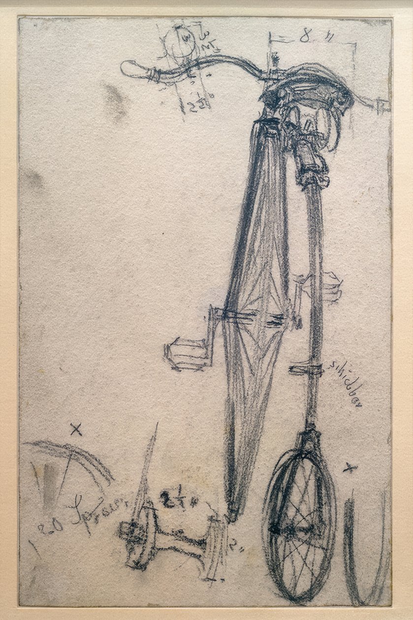 Hochrad, Ansicht von hinten von Adolph Menzel