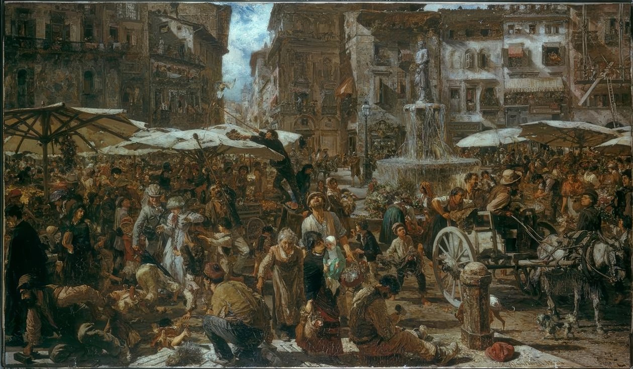Piazza d’Erbe in Verona von Adolph Menzel