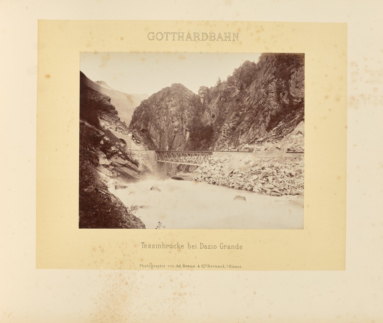 Gotthardbahn: Tessinbrücke bei Dazio Grande von Adolphe Braun and Cie