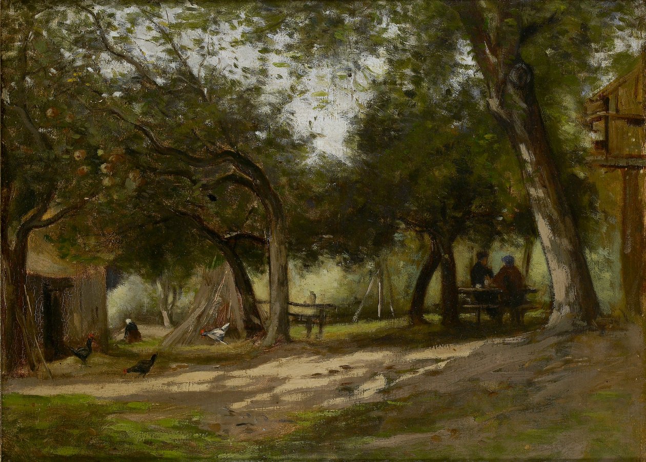 Landschaft mit einem Bauernhof, 1830-1880 von Adolphe Felix Cals