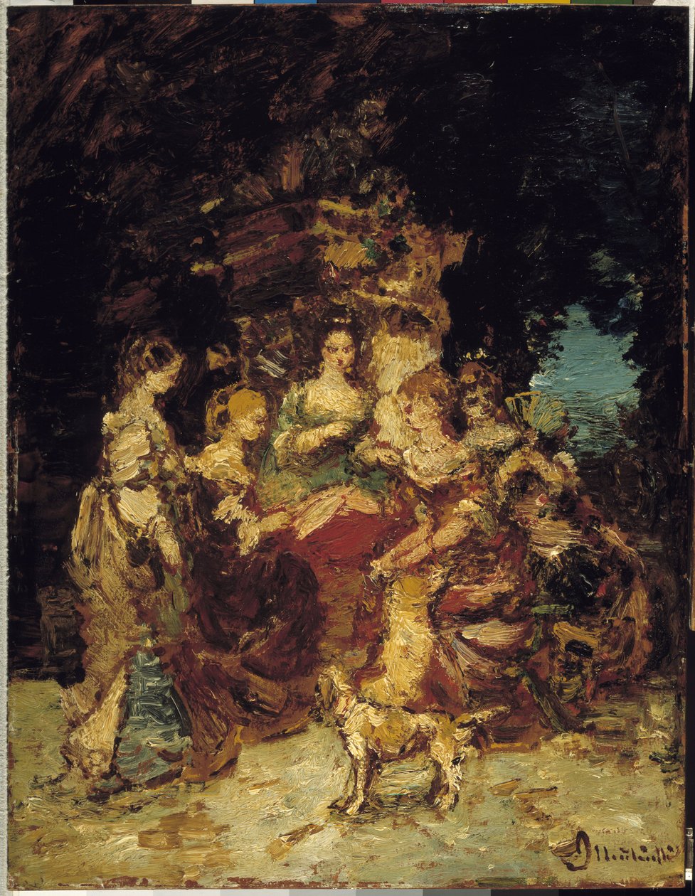 Damen in einem Park von Adolphe Joseph Thomas Monticelli