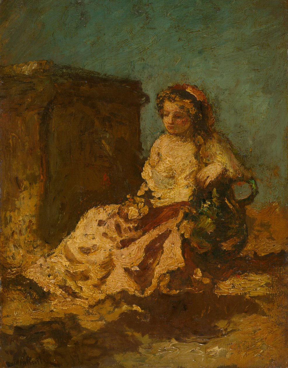Meditation (Sitzende Frau) von Adolphe Joseph Thomas Monticelli