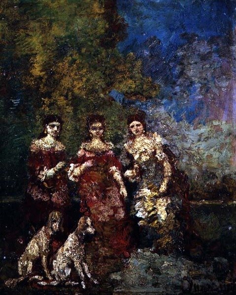 Drei Frauen von Adolphe Joseph Thomas Monticelli