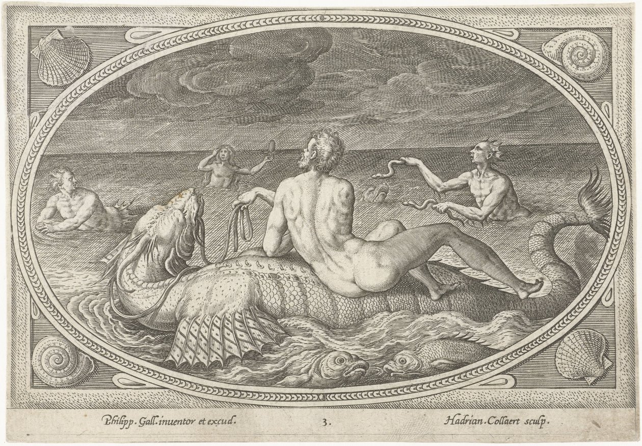 Acis auf einem Fisch von Adriaen Collaert