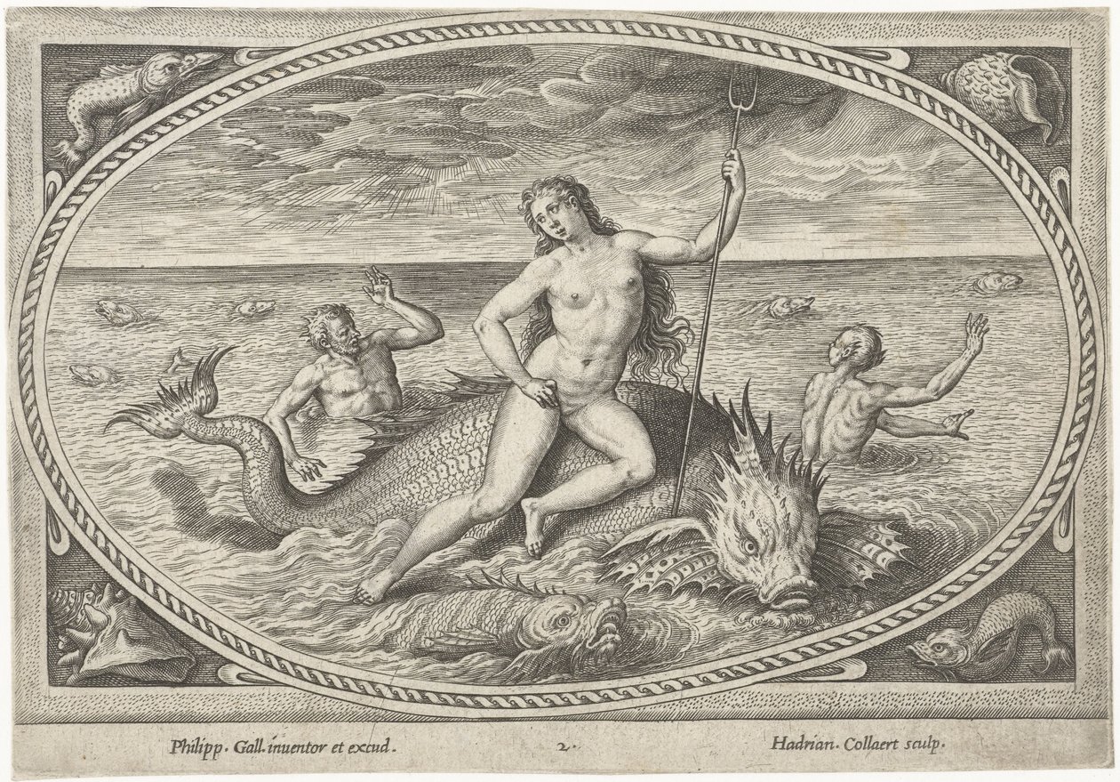 Amphitrite auf einem Fisch von Adriaen Collaert