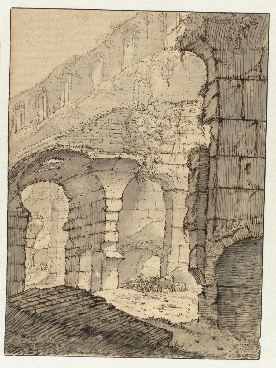 Ansicht des Kolosseums, Rom von Adriaen Honich (attributed to)