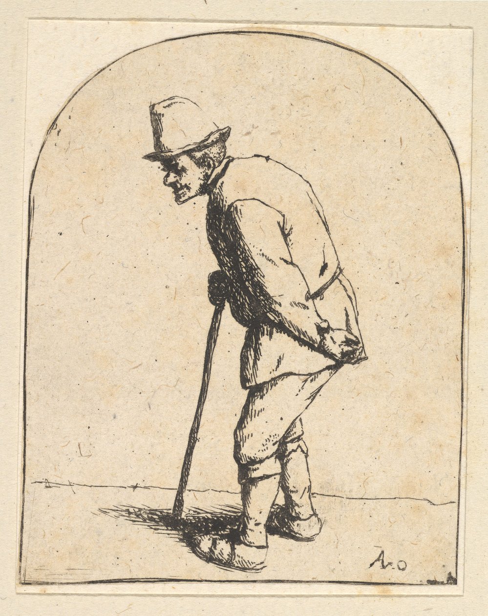 Bauer mit Stock, 1610-85 von Adriaen Jansz. van Ostade