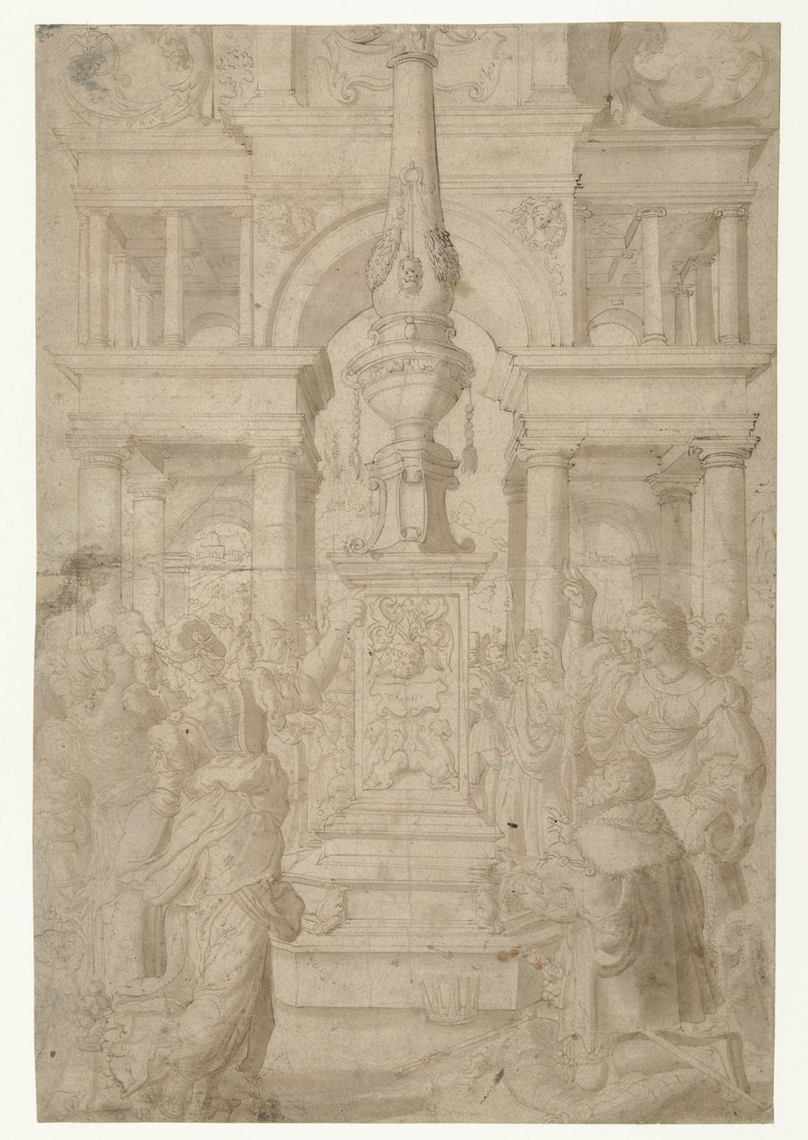 Salomon betet ein Götzenbild an von Adriaen Pietersz Crabeth