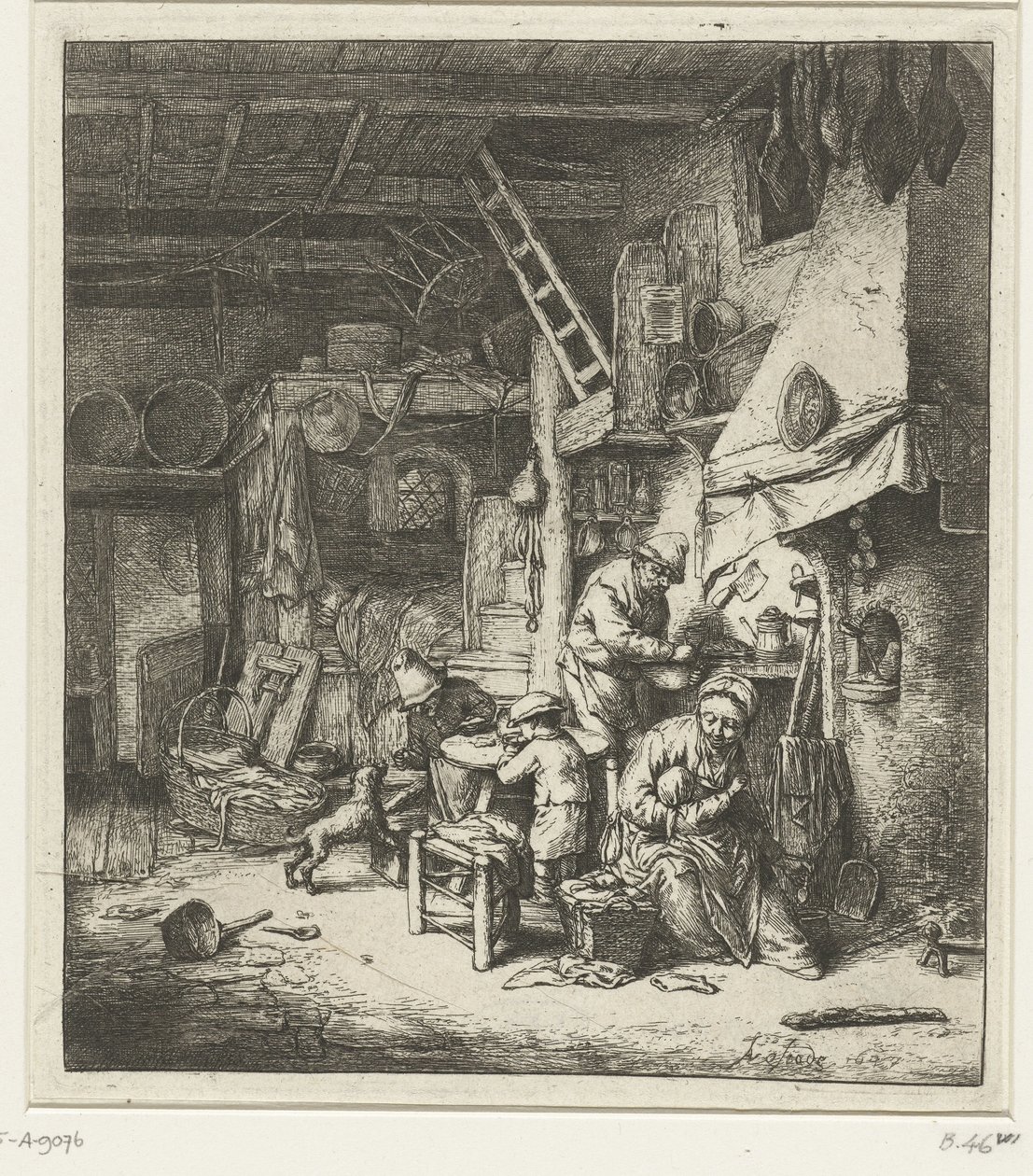 Bauernfamilie im Innenraum von Adriaen van Ostade