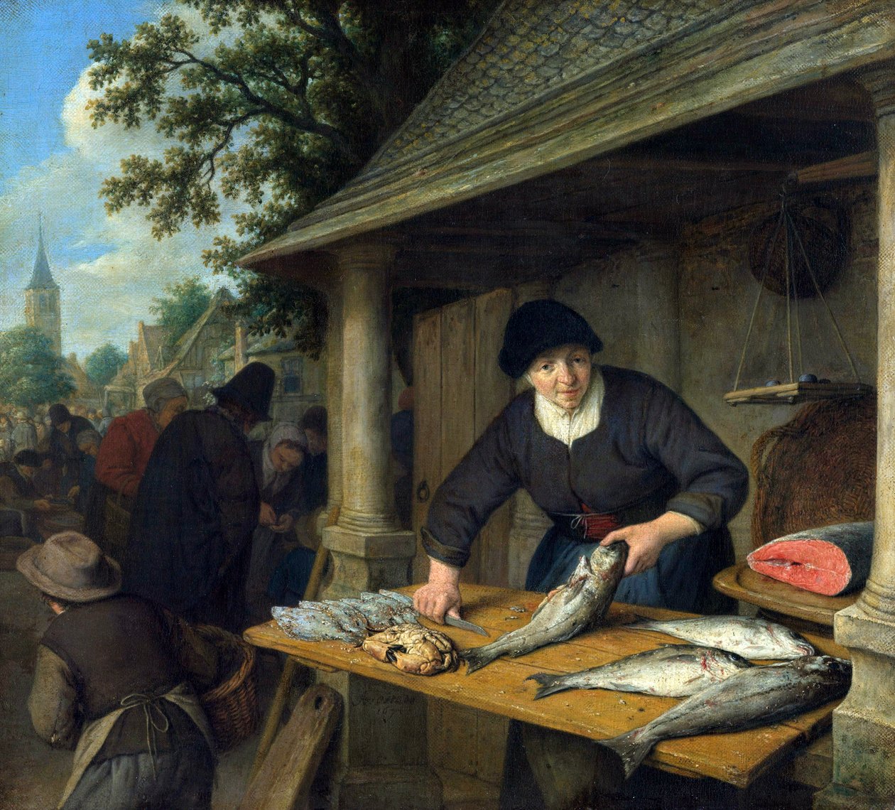 Die Fischverkäuferin von Adriaen Jansz. van Ostade