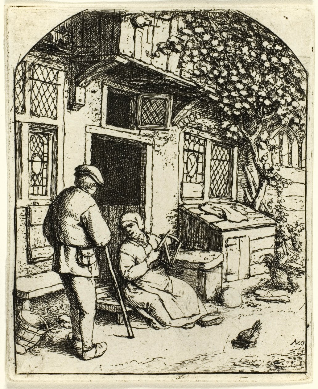 Die Frau, die auf einer Spule aufwickelt von Adriaen van Ostade