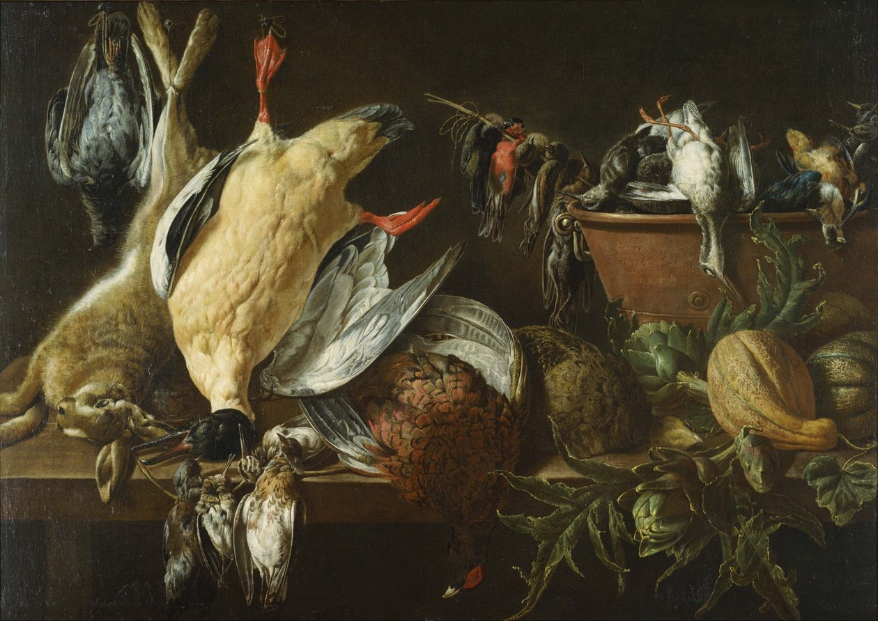 Stillleben mit Beute und Gemüse von Adriaen van Utrecht