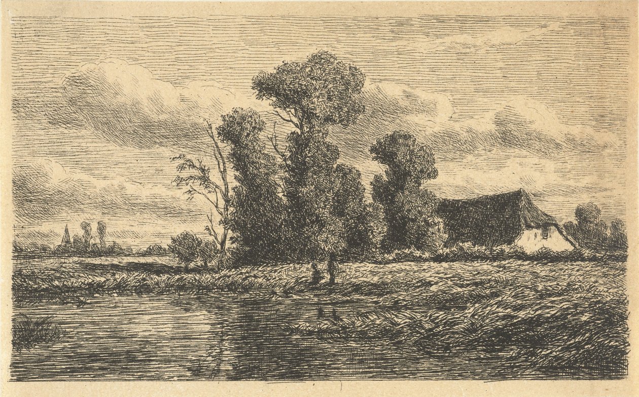 Landschaft mit Graben und Bauernhof von Adrianus van Everdingen
