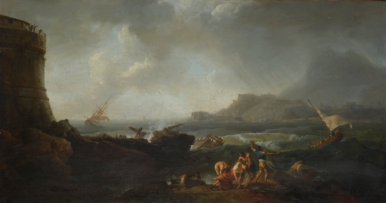 Ein Schiffswrack in stürmischer See von Adrien Manglard