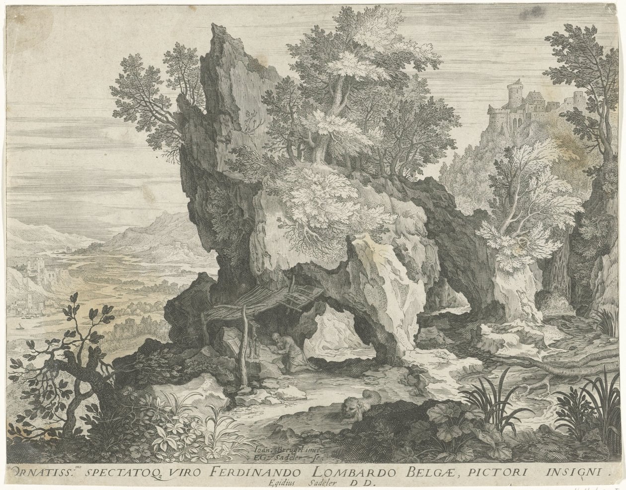 Felsenlandschaft mit dem Heiligen Hieronymus von Egidius  Sadeler (II)