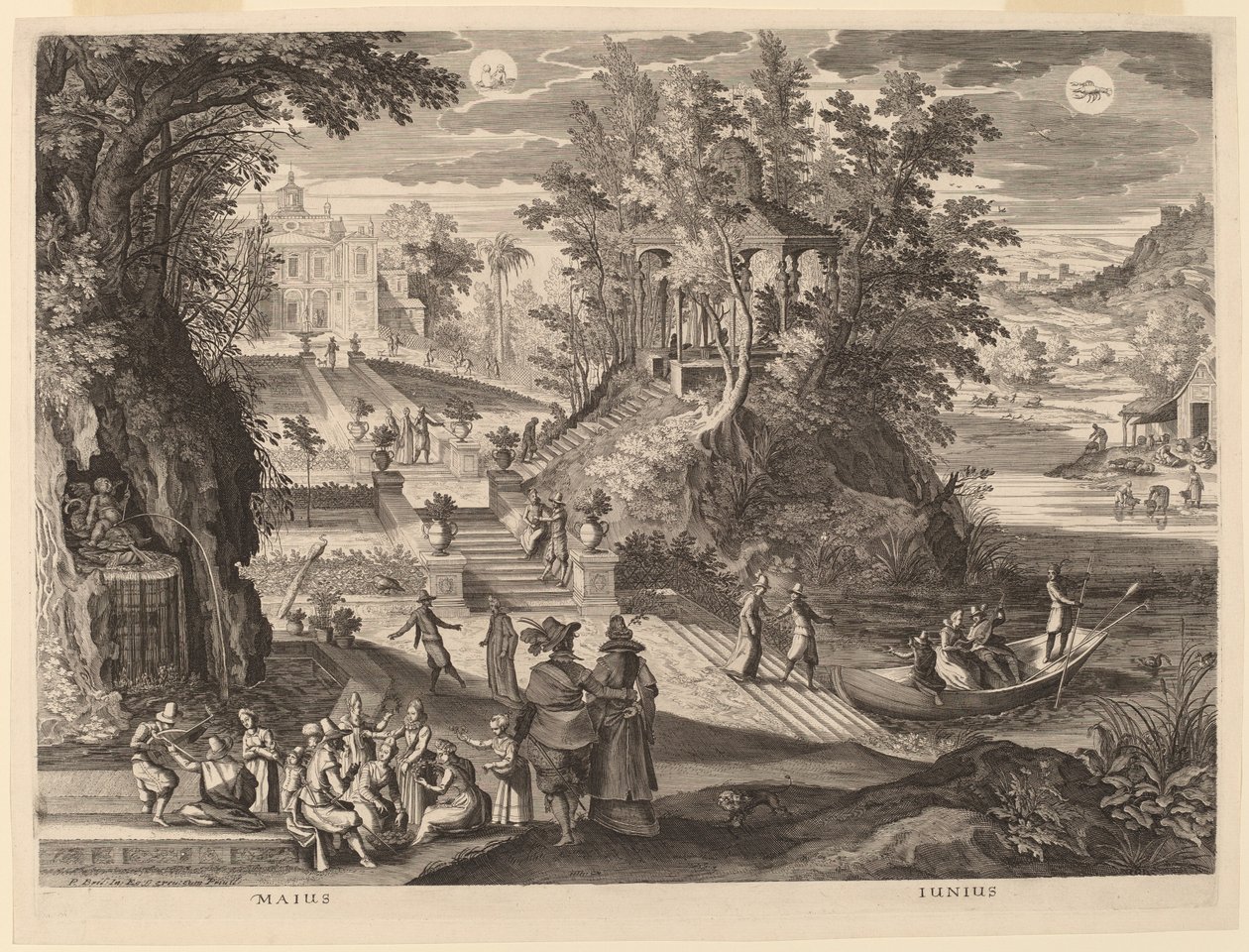 Mai und Juni von Aegidius Sadeler II after Paul Bril