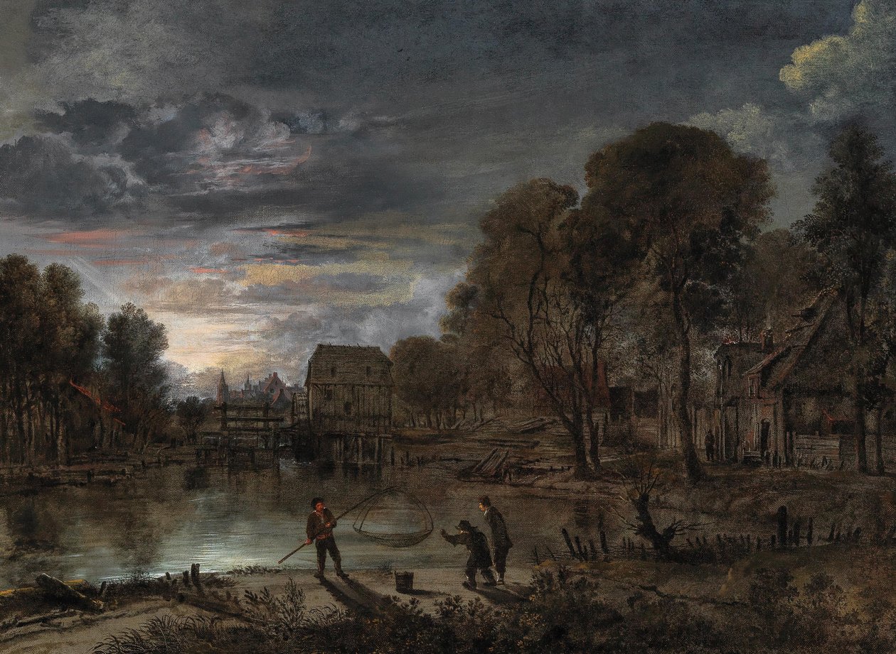 Nächtliche Landschaft mit Fischern von Aert van der Neer