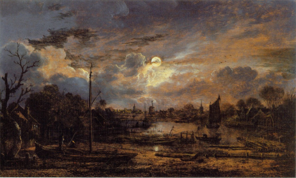 Flusslandschaft mit Mondschein von Aert van der Neer