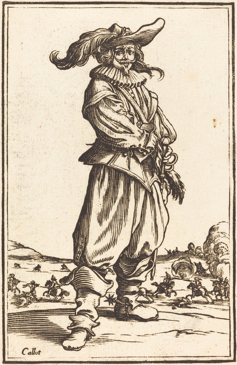 Soldat mit Federhut von After Jacques Callot