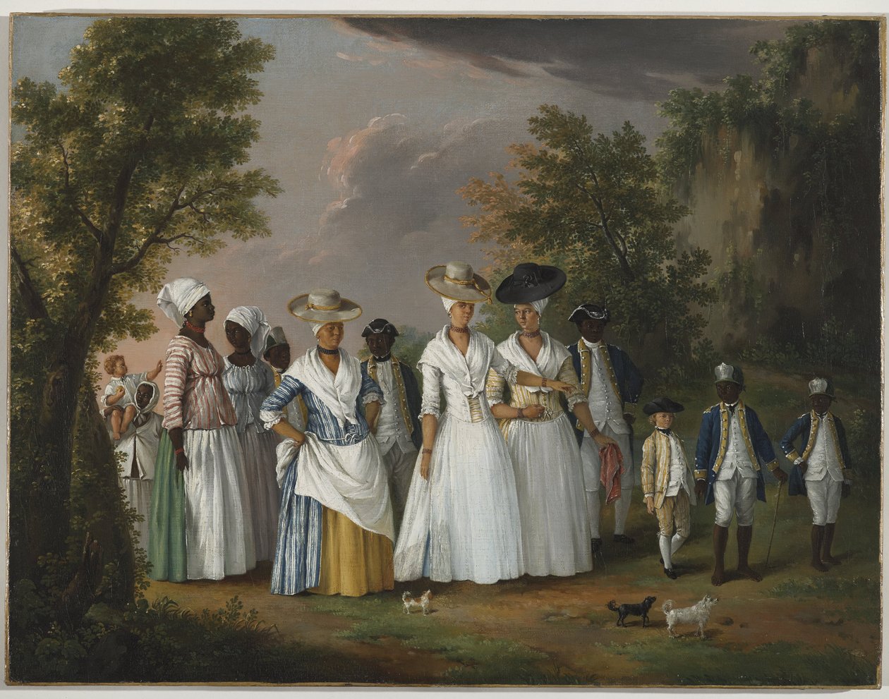 Freie Frauen von Farbe mit ihren Kindern und Dienern in einer Landschaft von Agostino Brunias