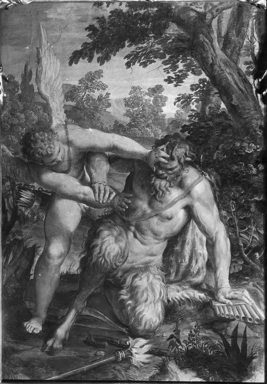 Amor und Pan von Agostino Carracci