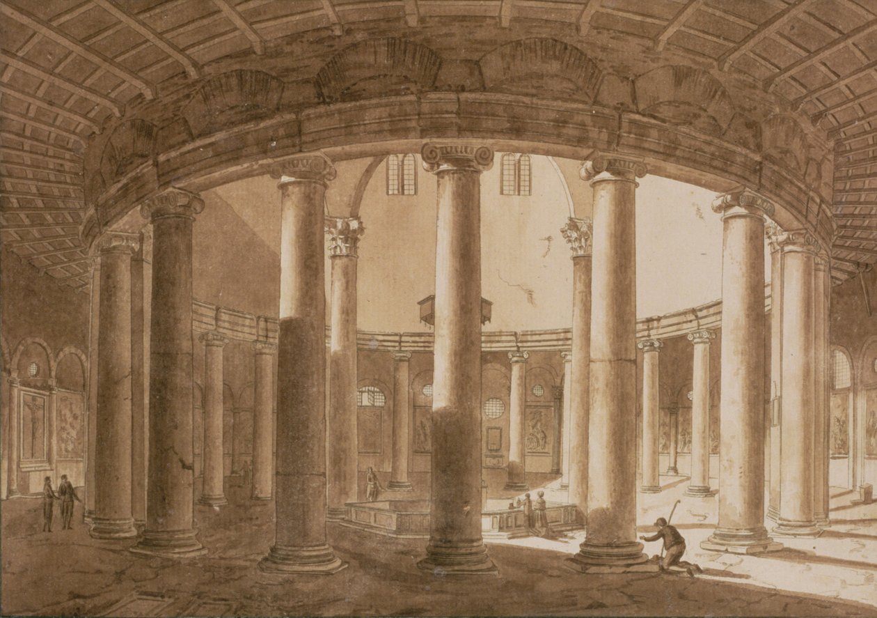 Innenansicht des Tempels des Claudius in Rom, ca. 1800 von Agostino Tofanelli