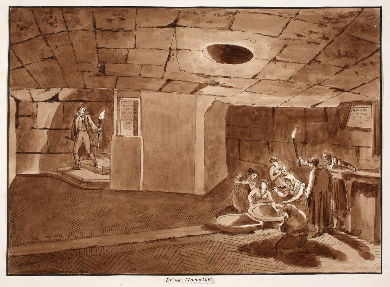 Mamertinisches Gefängnis, 1833 (Radierung mit brauner Waschung) von Agostino Tofanelli