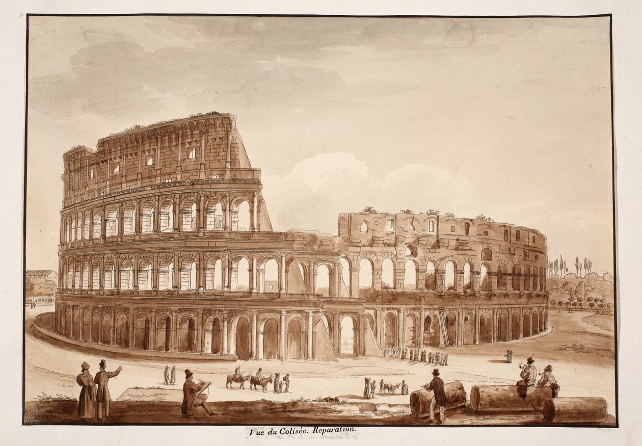 Ansicht des Kolosseums während der Restaurierung, 1833 von Agostino Tofanelli