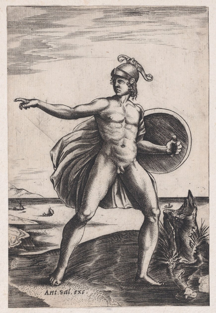 Ein Krieger, ca. 1514-36 von Agostino Veneziano