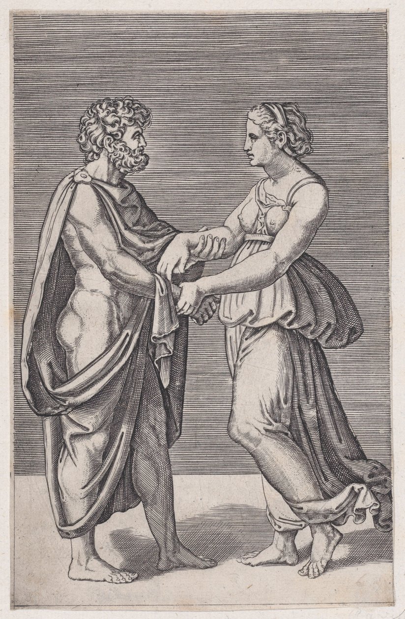 Mann und Frau Hand in Hand von Agostino Veneziano