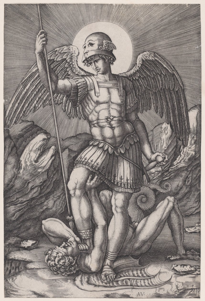 Sankt Michael, ca. 1514-16 von Agostino Veneziano