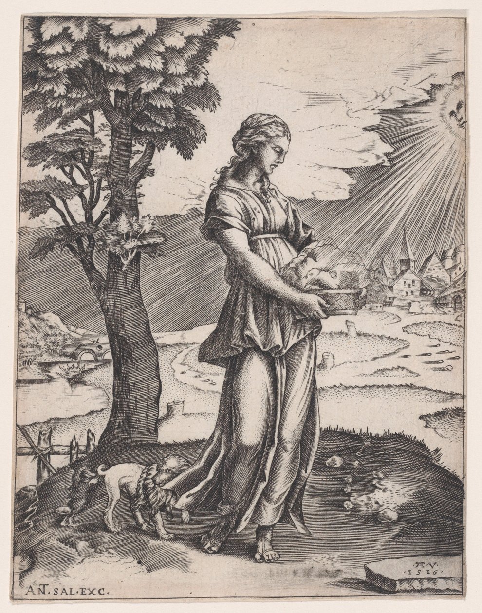 Die Kumanaische Sibylle, datiert 1516 von Agostino Veneziano