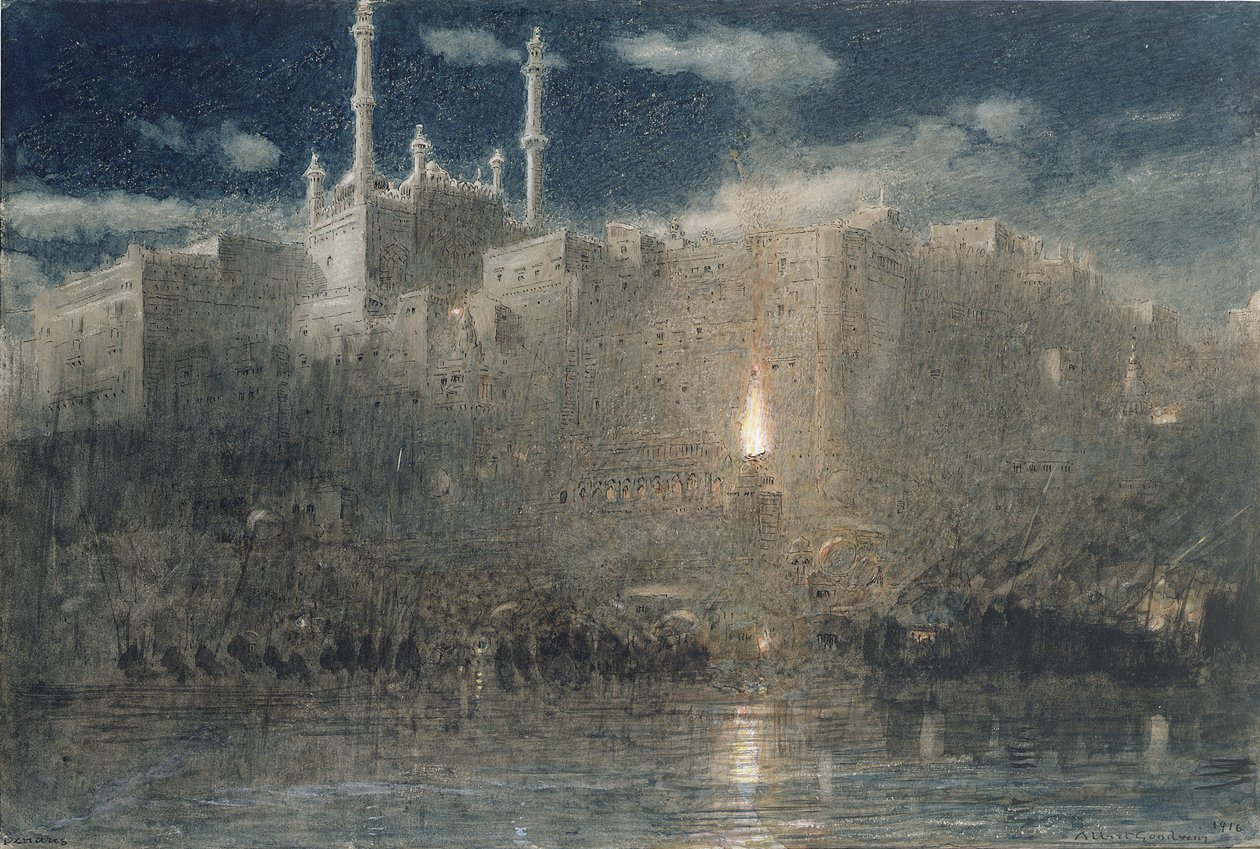 Benares bei Mondlicht, 1916 von Albert Goodwin